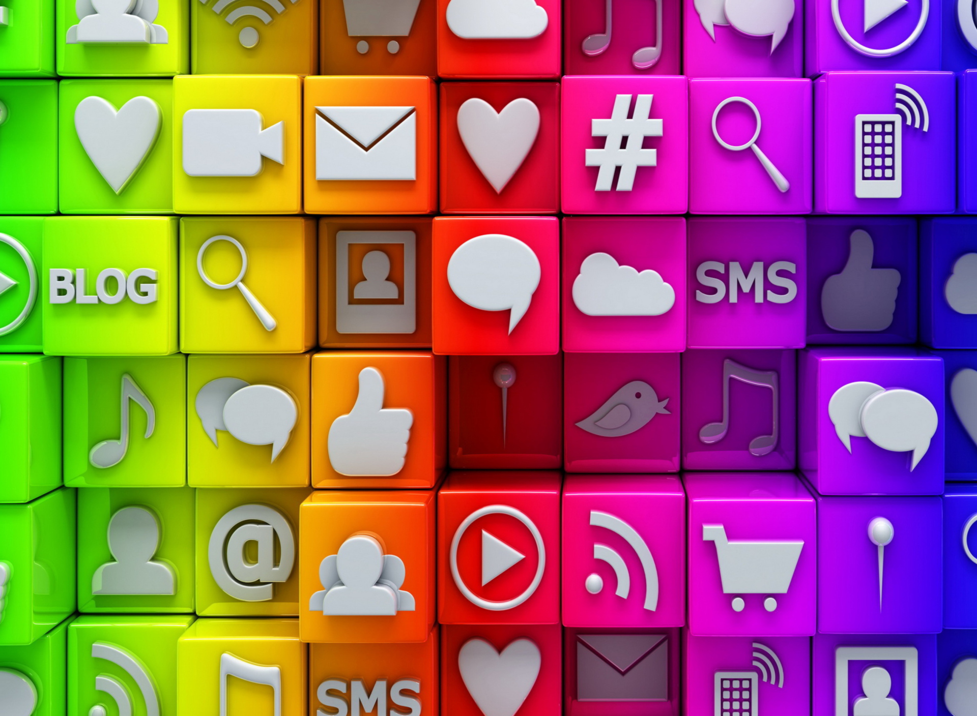 Das Social  Media Icons: SMS, Blog Wallpaper 1920x1408