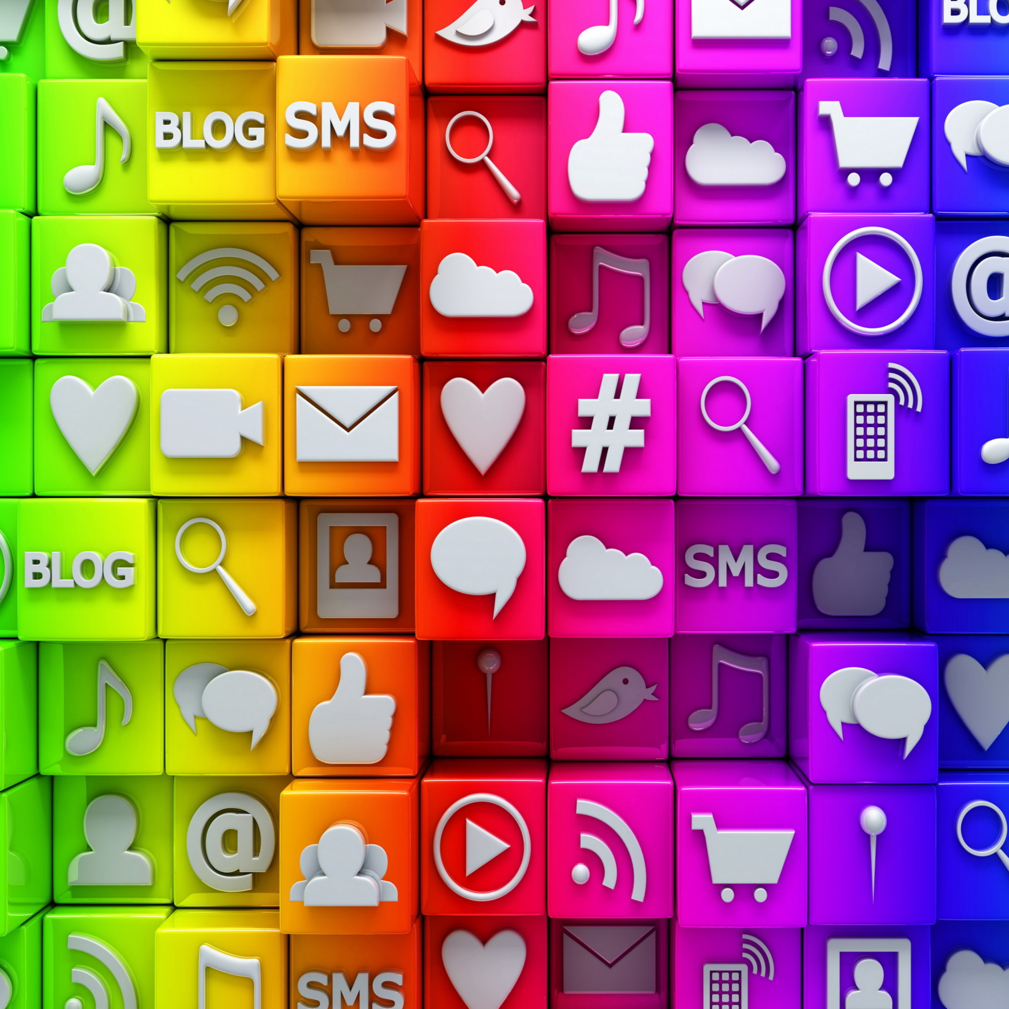 Das Social  Media Icons: SMS, Blog Wallpaper 2048x2048