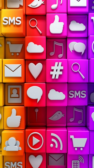 Fondo de pantalla Social  Media Icons: SMS, Blog 360x640