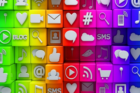 Das Social  Media Icons: SMS, Blog Wallpaper 480x320