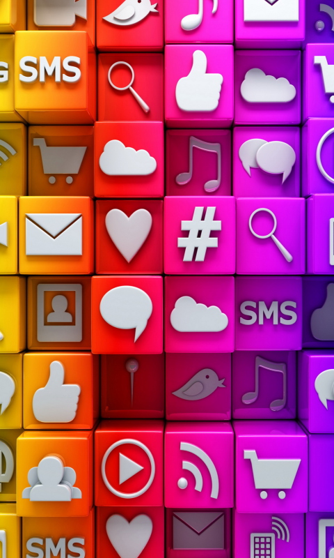 Sfondi Social  Media Icons: SMS, Blog 480x800