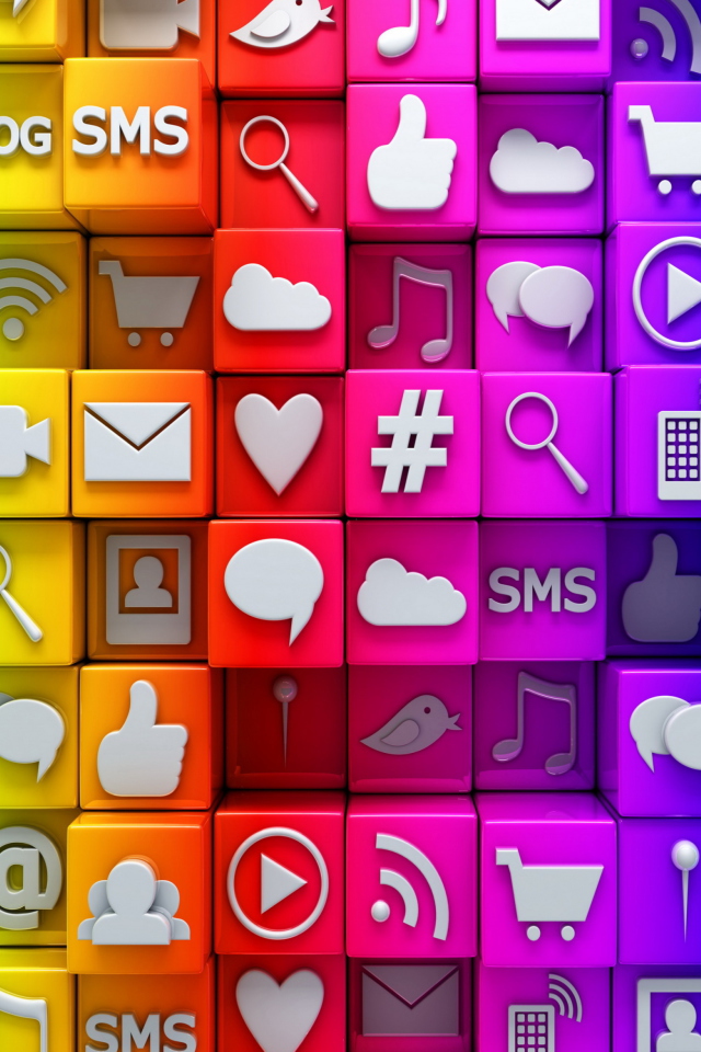 Social  Media Icons: SMS, Blog wallpaper 640x960