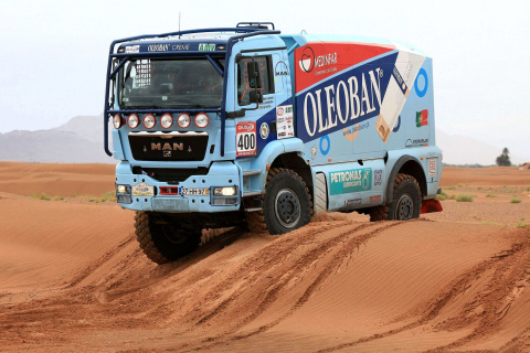 Das Dakar Rally Man Truck Wallpaper 480x320