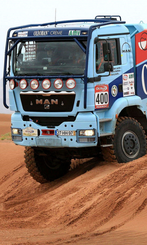 Das Dakar Rally Man Truck Wallpaper 480x800