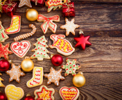 Das Christmas Decorations Cookies and Balls Wallpaper 176x144