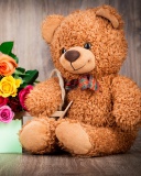 Valentines Day Teddy Bear with Gift wallpaper 128x160