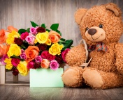 Обои Valentines Day Teddy Bear with Gift 176x144