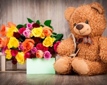 Обои Valentines Day Teddy Bear with Gift 220x176