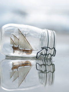 Обои Toy Ship In Bottle 240x320
