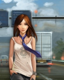 Screenshot №1 pro téma Girl In Tie Walking On Road 128x160