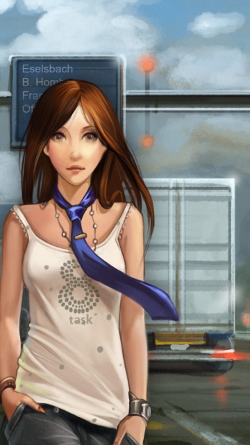 Girl In Tie Walking On Road screenshot #1 360x640