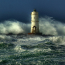 Sfondi Ocean Storm And Lonely Lighthouse 128x128