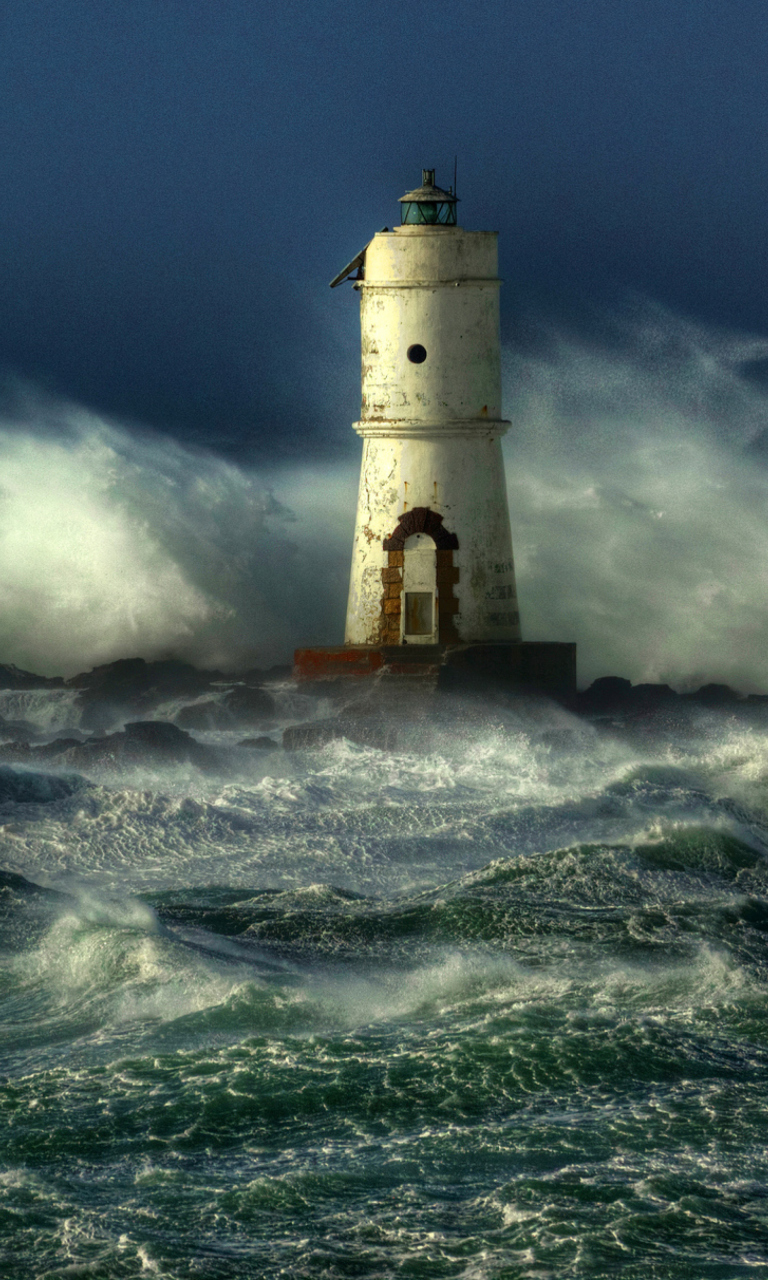 Ocean Storm And Lonely Lighthouse screenshot #1 768x1280