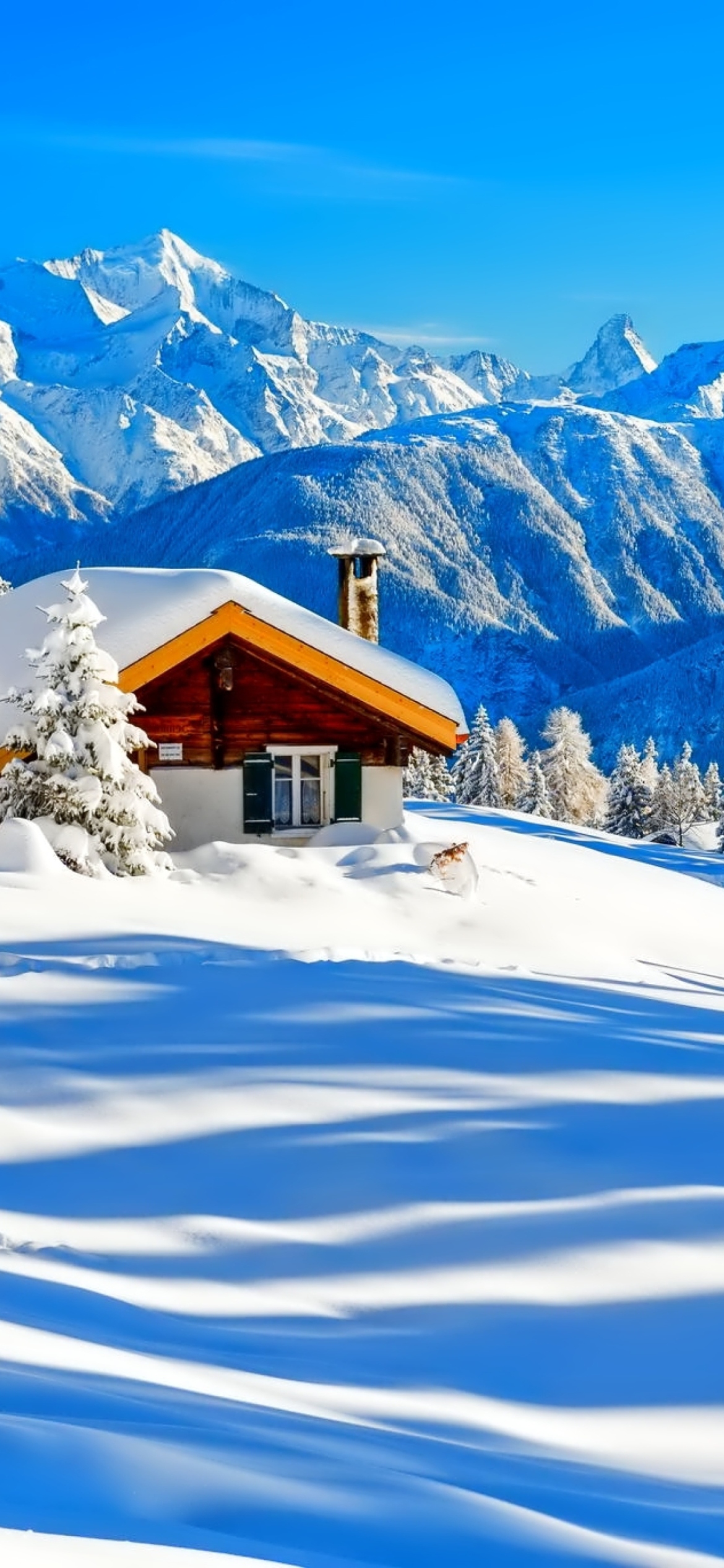 Das Switzerland Alps in Winter Wallpaper 1170x2532