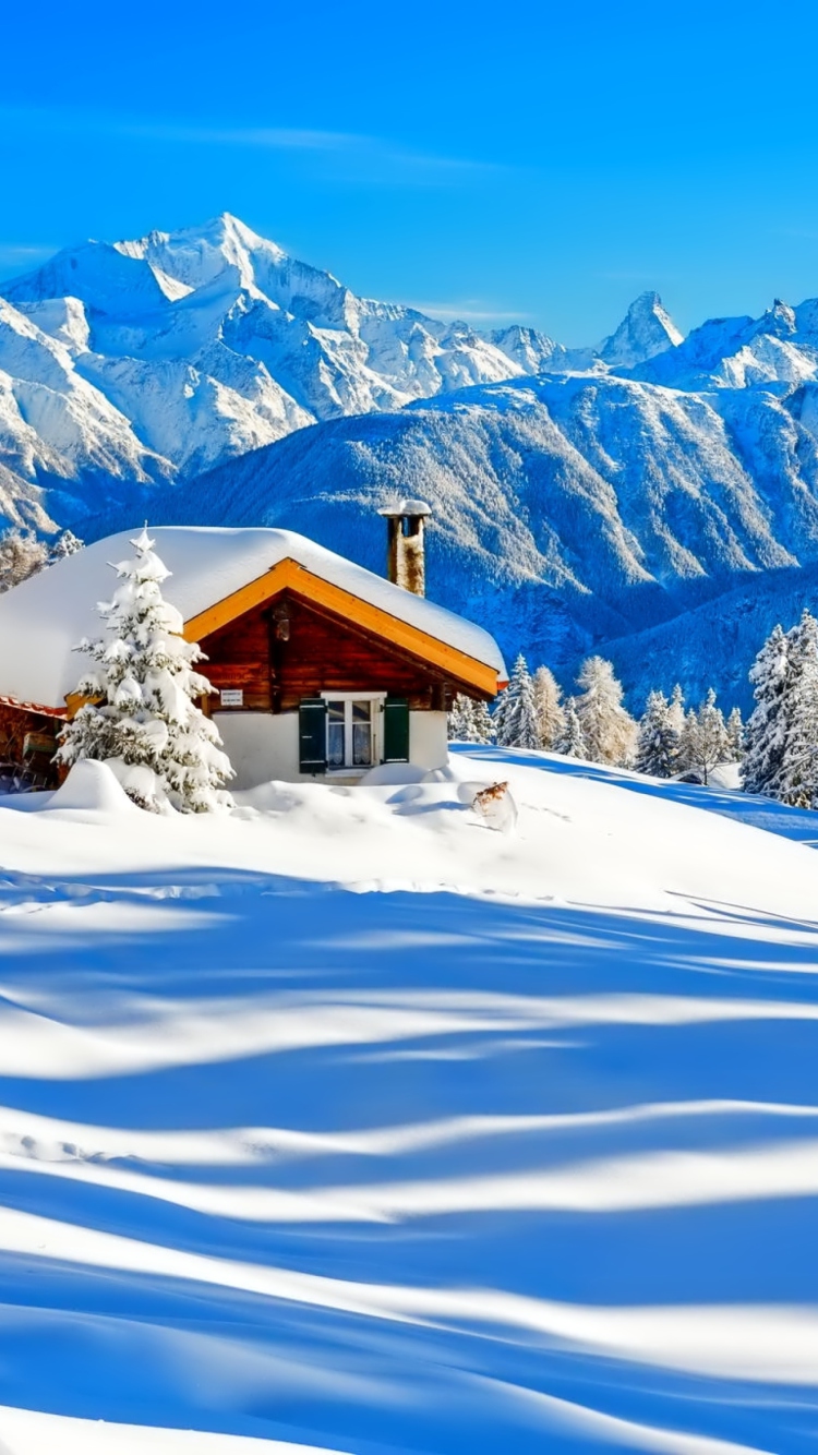 Das Switzerland Alps in Winter Wallpaper 750x1334