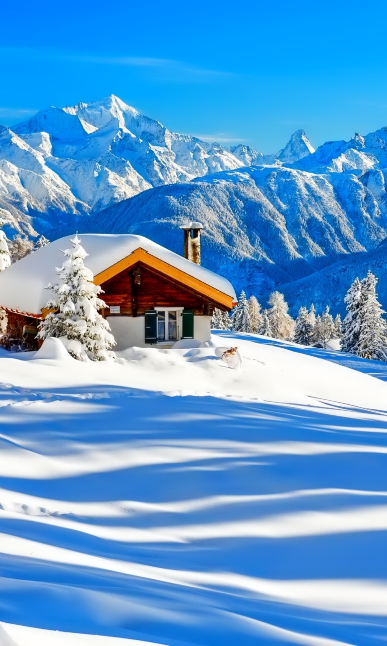 Das Switzerland Alps in Winter Wallpaper 768x1280