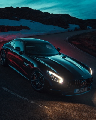 Mercedes Benz AMG GT Roadster in Night Background for 240x320