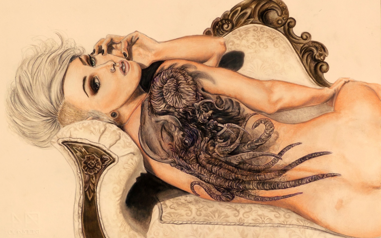 Fondo de pantalla Drawing Of Girl With Tattoo 1280x800