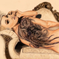 Drawing Of Girl With Tattoo wallpaper 208x208