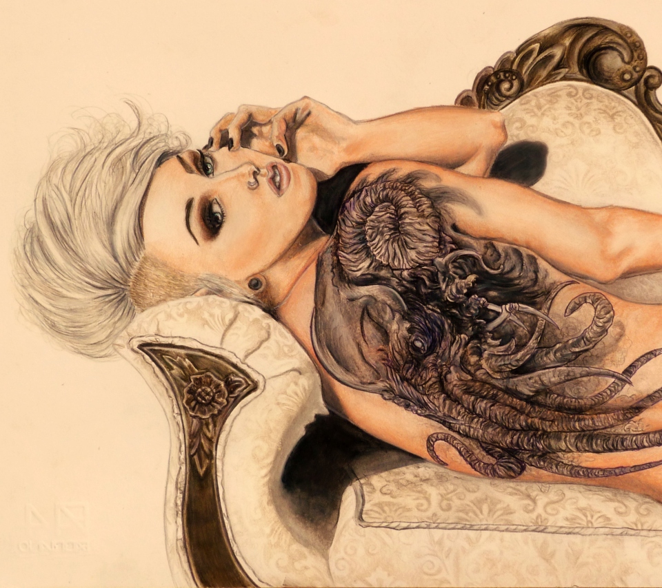 Fondo de pantalla Drawing Of Girl With Tattoo 960x854