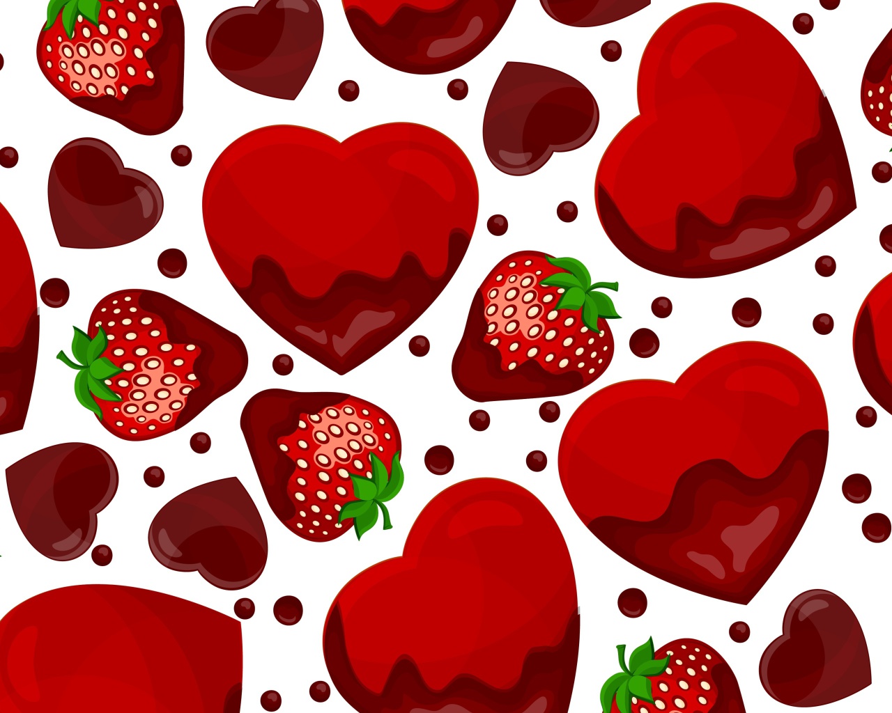 Strawberry and Hearts wallpaper 1280x1024