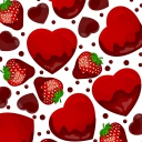 Strawberry and Hearts wallpaper 128x128