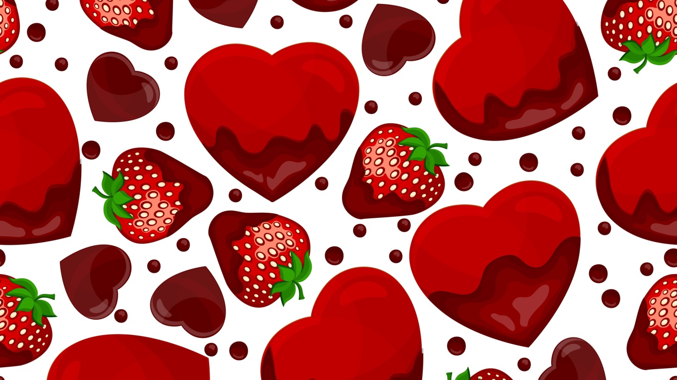 Fondo de pantalla Strawberry and Hearts 1366x768