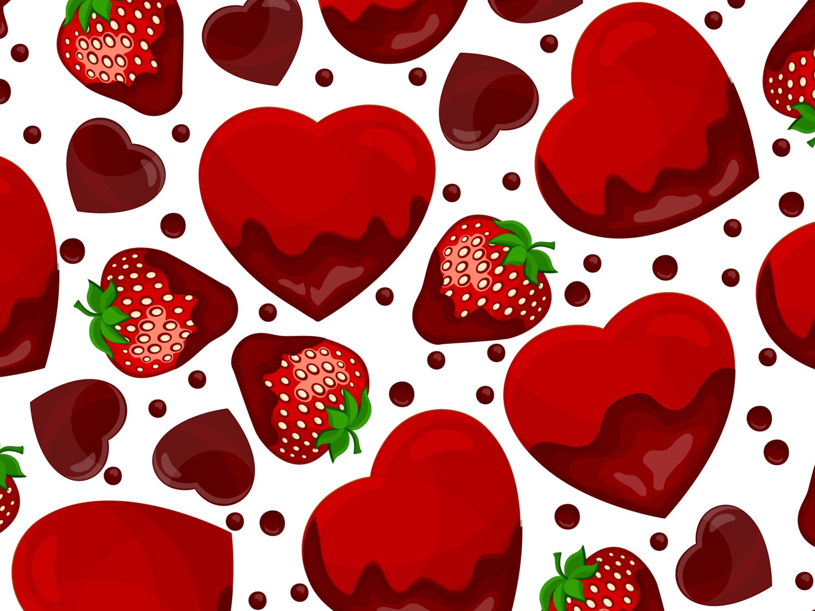 Fondo de pantalla Strawberry and Hearts 1600x1200