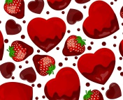 Das Strawberry and Hearts Wallpaper 176x144
