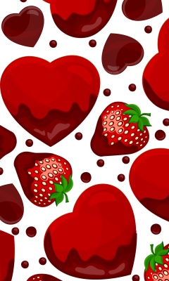 Das Strawberry and Hearts Wallpaper 240x400