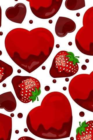 Fondo de pantalla Strawberry and Hearts 320x480