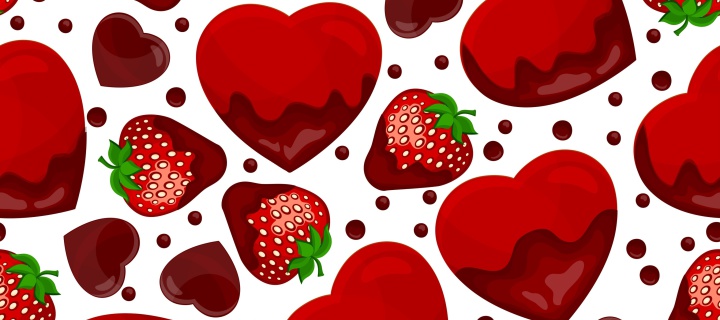 Strawberry and Hearts wallpaper 720x320