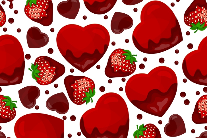 Das Strawberry and Hearts Wallpaper