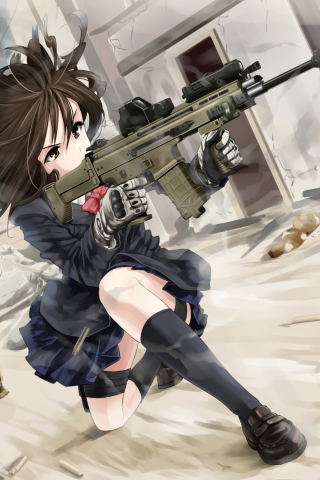 Das Anime Warrior Girl Wallpaper 320x480