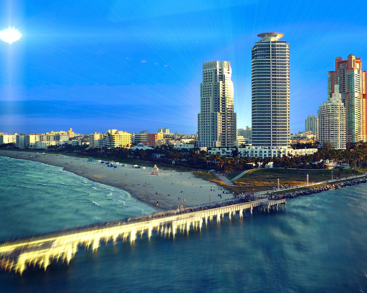 Screenshot №1 pro téma Miami Beach with Hotels 1280x1024