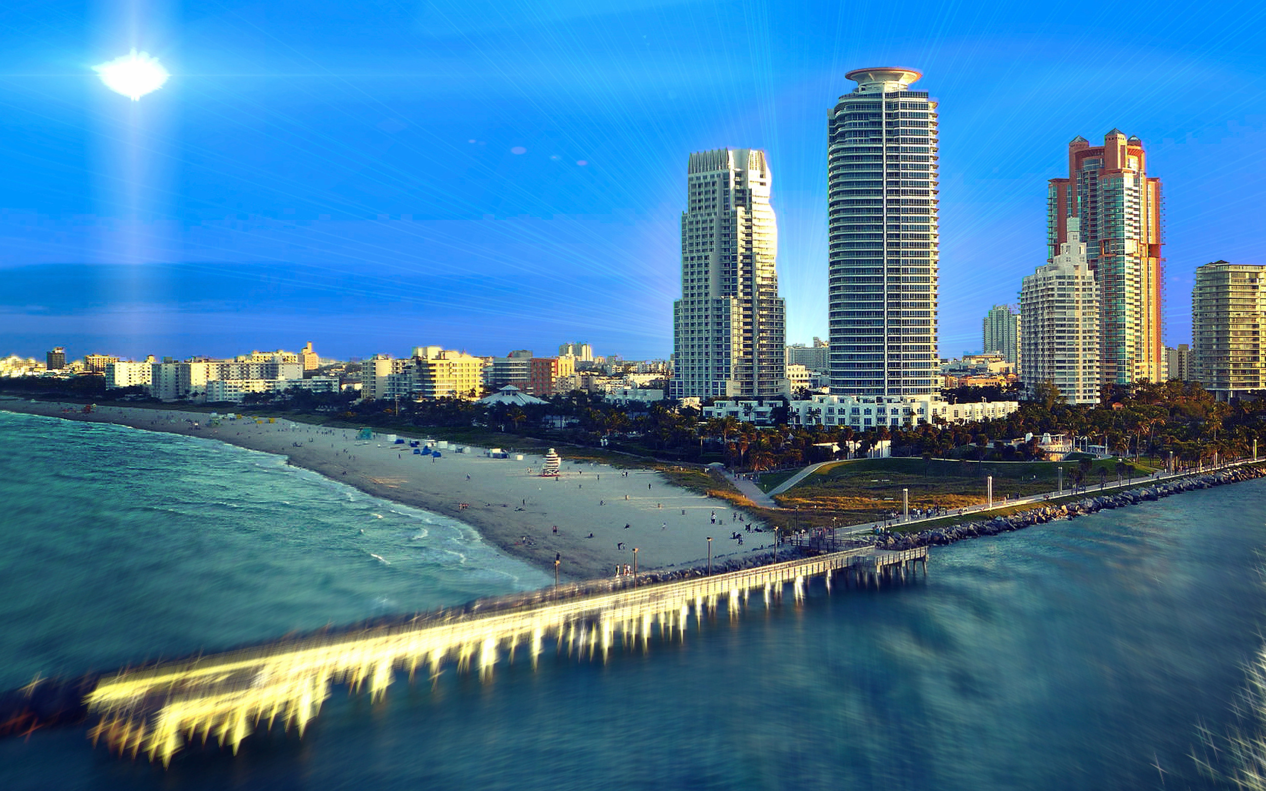Miami Beach with Hotels wallpaper 2560x1600