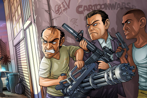 Das Grand Theft Auto V Gangsters Wallpaper 480x320