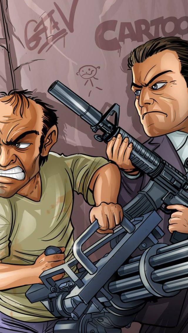 Das Grand Theft Auto V Gangsters Wallpaper 640x1136