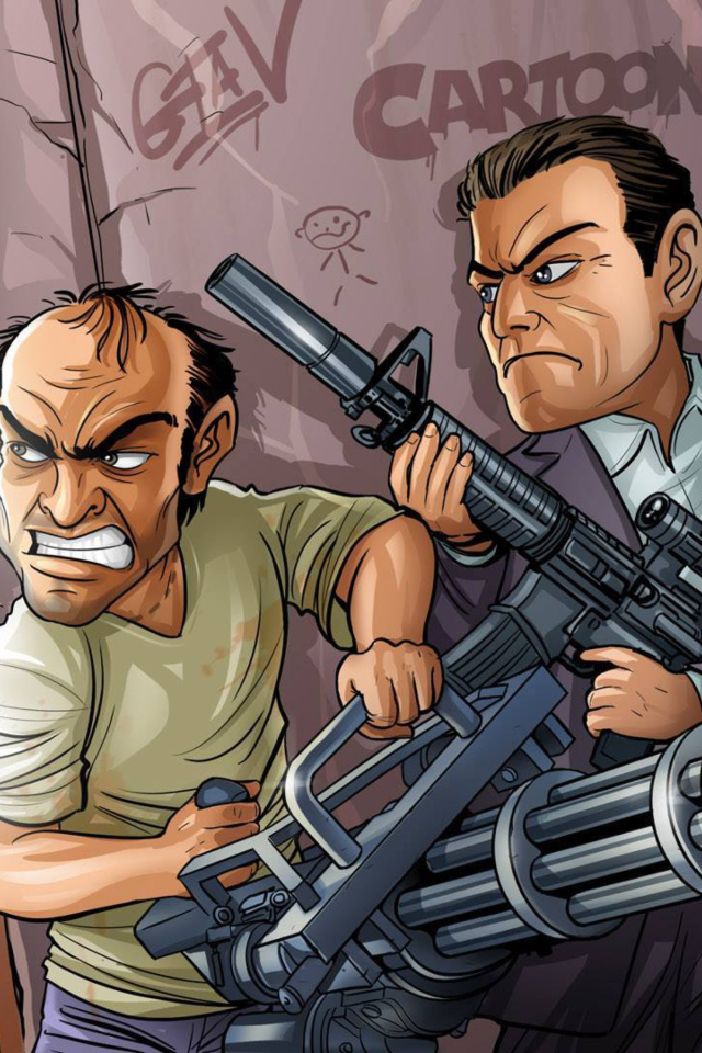 Das Grand Theft Auto V Gangsters Wallpaper 640x960