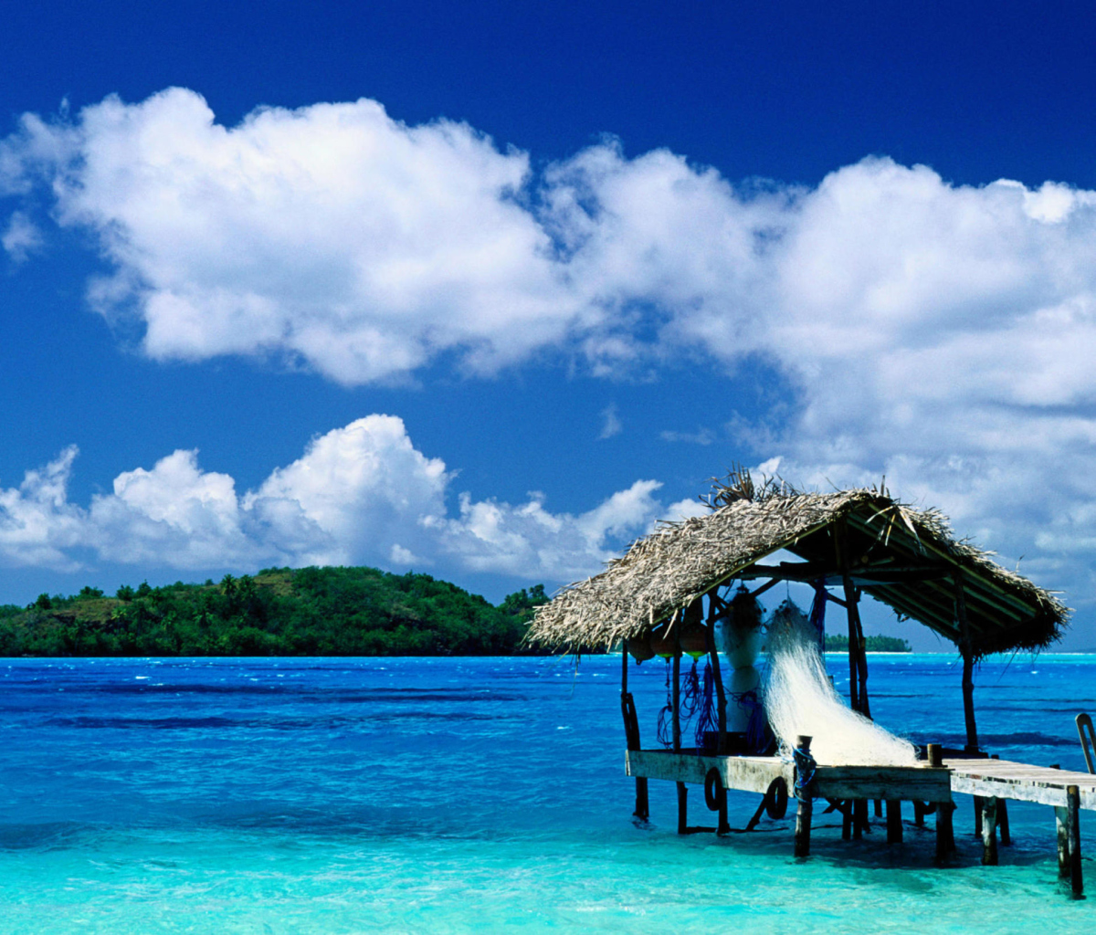 Thatched Hut, Bora Bora, French Polynesia screenshot #1 1200x1024