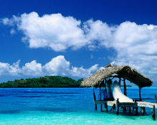 Thatched Hut, Bora Bora, French Polynesia wallpaper 220x176