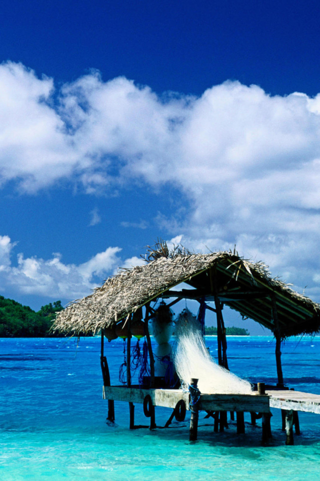Screenshot №1 pro téma Thatched Hut, Bora Bora, French Polynesia 640x960