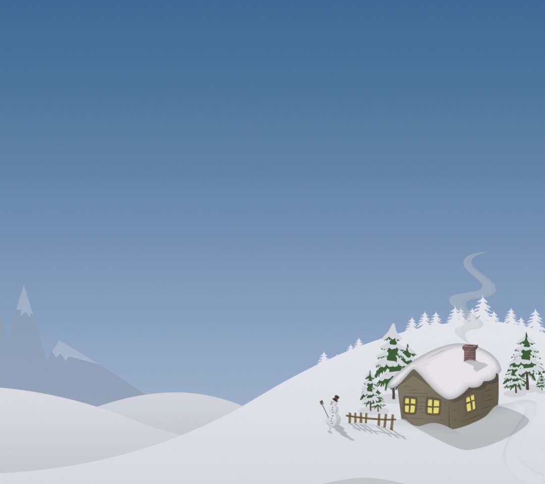 Das Winter House Drawing Wallpaper 1080x960