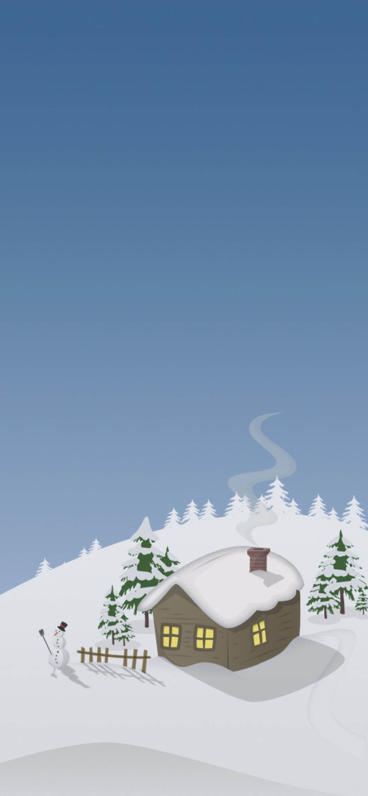 Winter House Drawing wallpaper 1170x2532