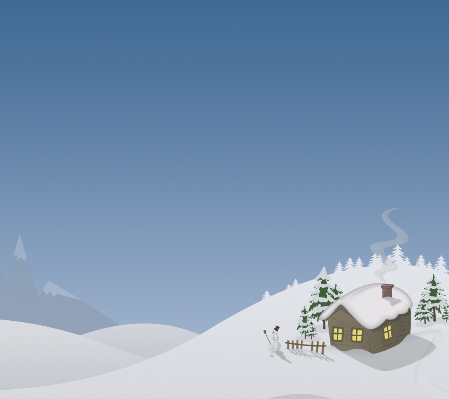 Winter House Drawing wallpaper 1440x1280