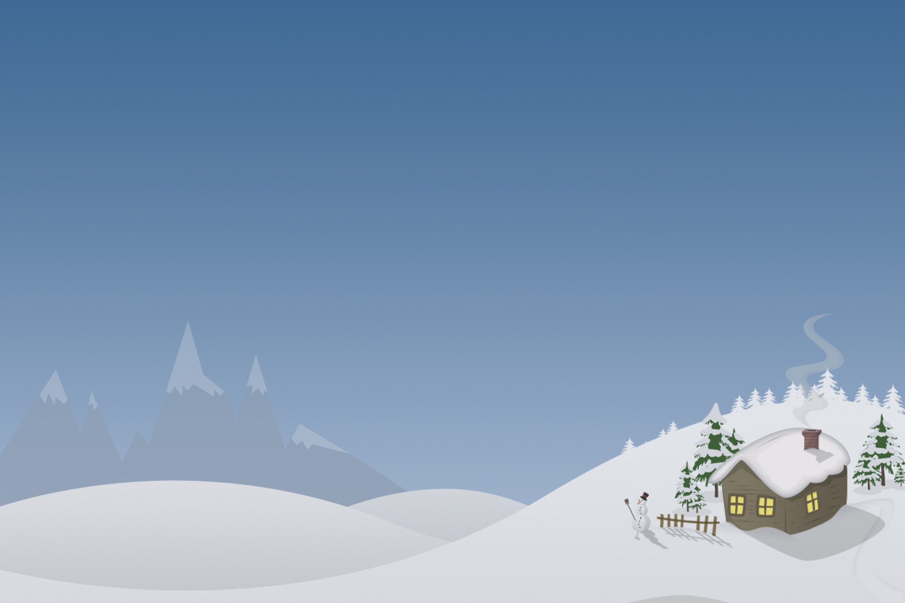 Winter House Drawing wallpaper 2880x1920