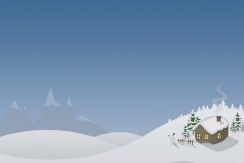 Winter House Drawing wallpaper 480x320