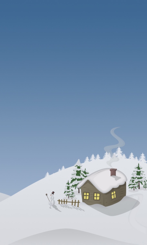 Sfondi Winter House Drawing 480x800