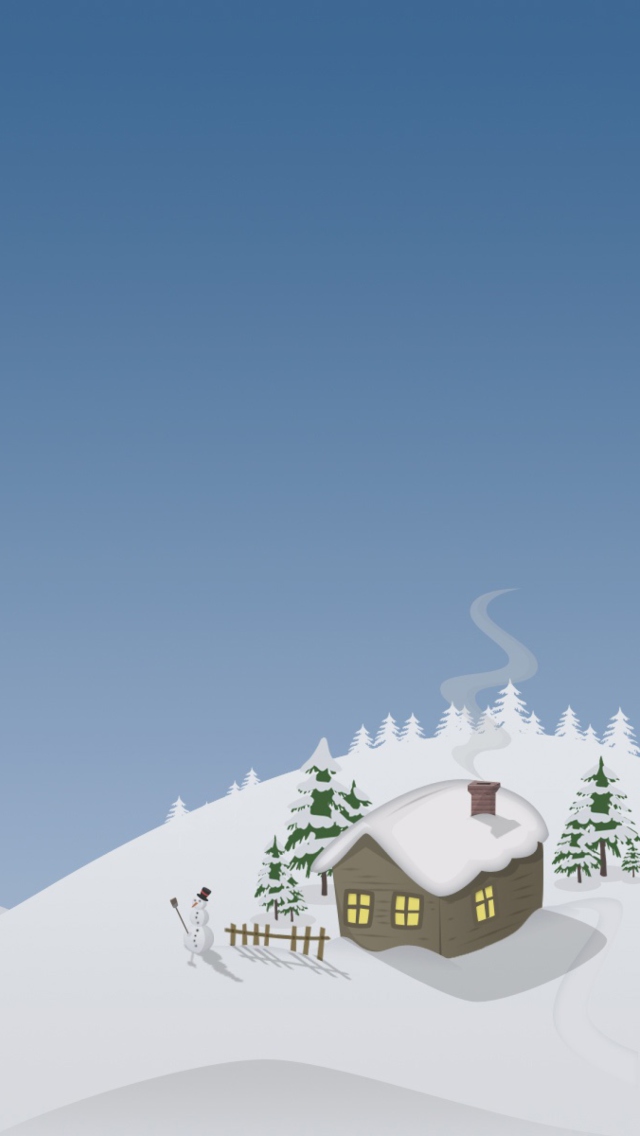 Winter House Drawing wallpaper 640x1136