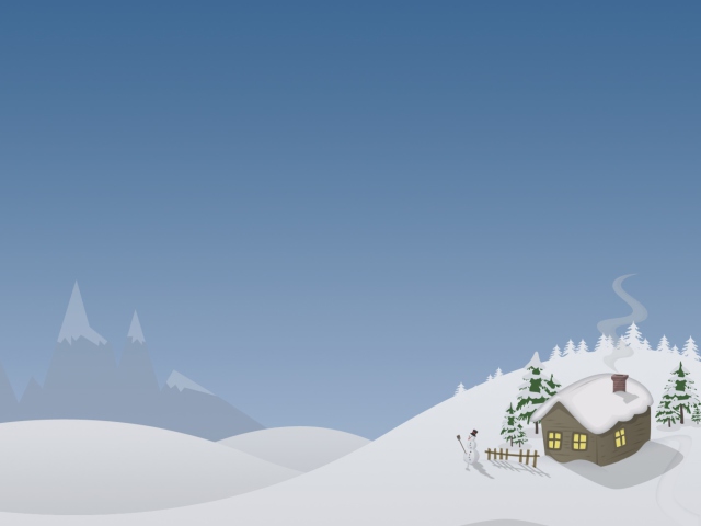 Winter House Drawing wallpaper 640x480